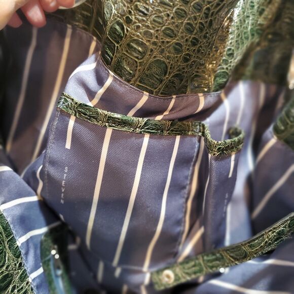 Steven By Steve Madden Green Faux Snakeskin Large Shoulder Bag Tote w/Silver - Picture 9 of 10